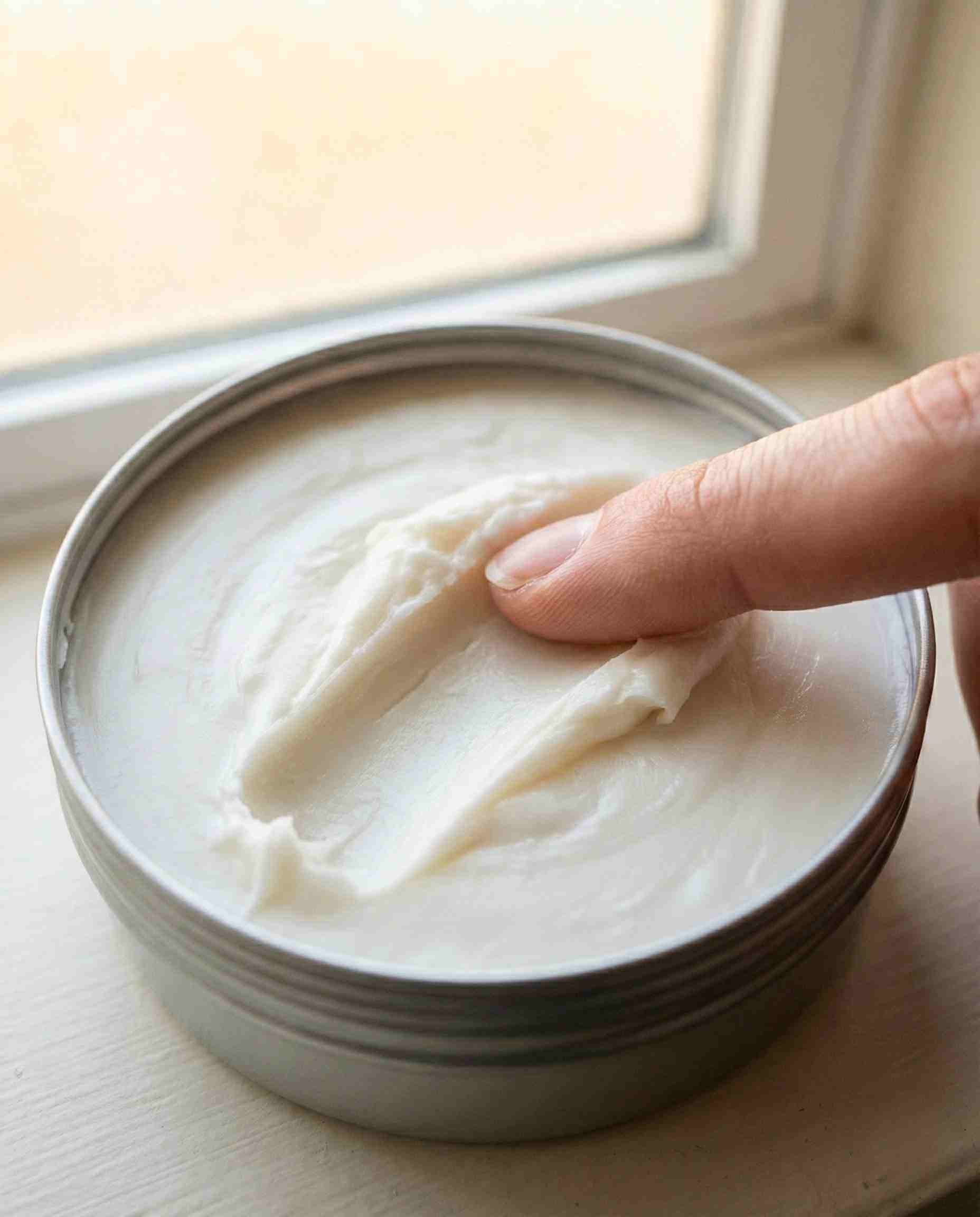 Thick, protective barrier cream texture, demonstrating the viscosity-building properties of Polysorbate 61 in skincare.